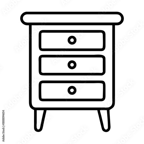 Nightstand Icon — Bedside Table, Bedroom Furniture and Home Interior Symbol