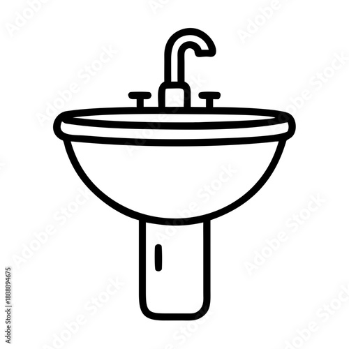 Sink with Faucet Icon — Bathroom Sink, Water Tap and Hygiene Symbol