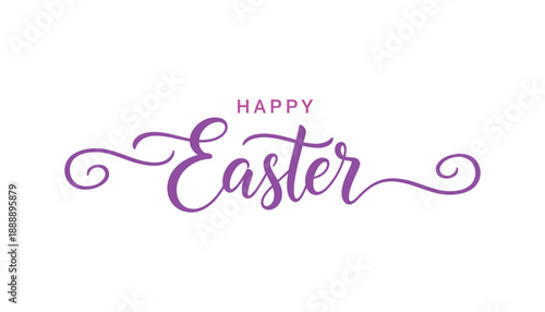 Vibrant purple easter greeting card with happy easter text