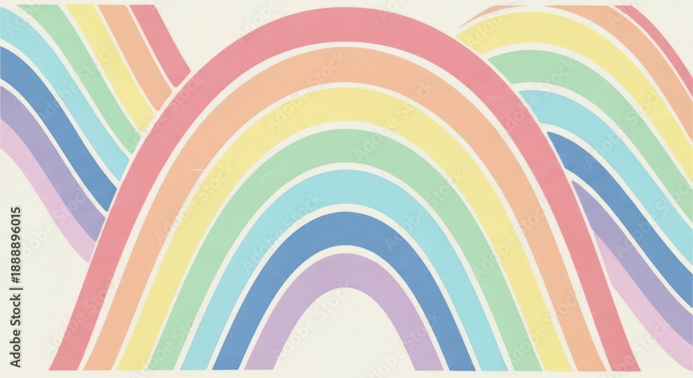 Fototapeta premium Colorful illustration of multiple pastel rainbow shapes on a white background