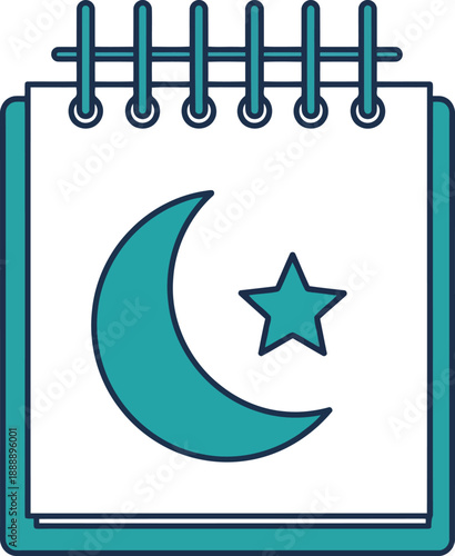 Stylish Moon and Star Calendar Illustration for Nighttime Planning and Dream Journals
