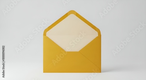 Yellow Envelope with Open Flap on White Background for Mail and Letter Sending