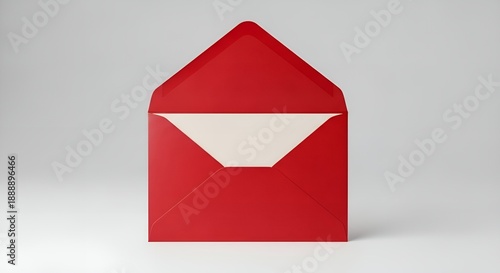 Red Envelope Opened on White Background in Minimalist Style for Holiday or Greeting Card Design