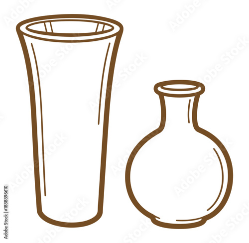 Tall vase and round vase side by side container vessel