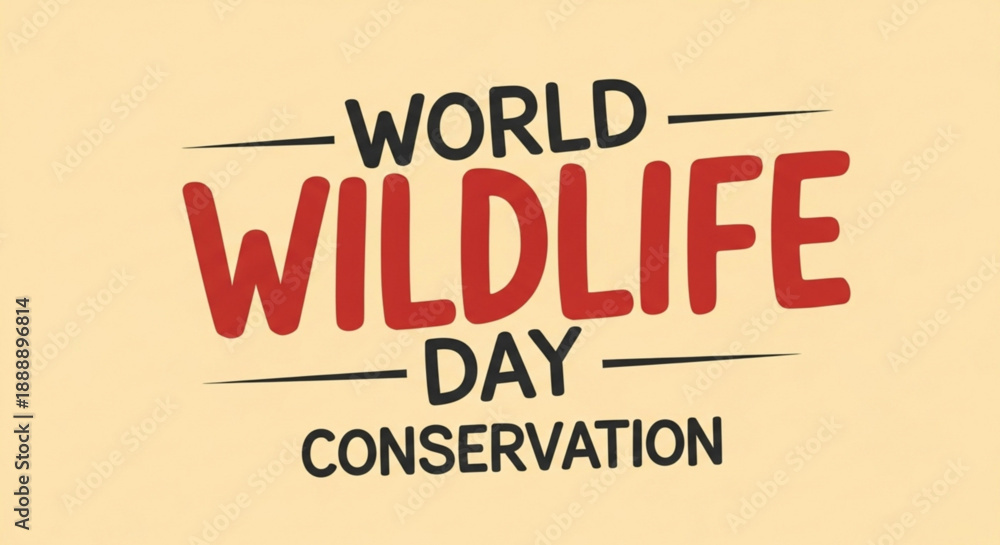 Fototapeta premium World wildlife day conservation logo on beige background