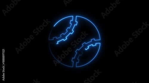 Wallpaper Mural Blue Neon Outline of a Baseball on Black Background sport game Torontodigital.ca