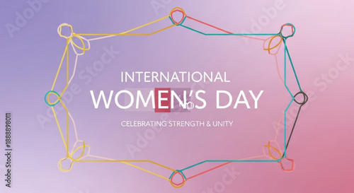 International women's day celebration background with colorful chain links on gradient