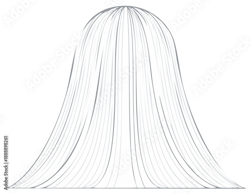 Abstract Illustration: Cascading Lines Forming a Bell Shape with Delicate Gray Tones and Smooth, Flowing Curves