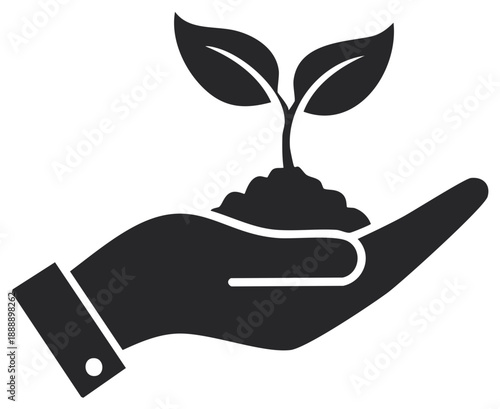 Hand holding seedling in soil representing growth and new beginnings