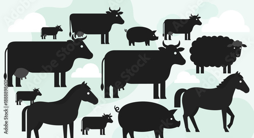 farm animals collection vector
