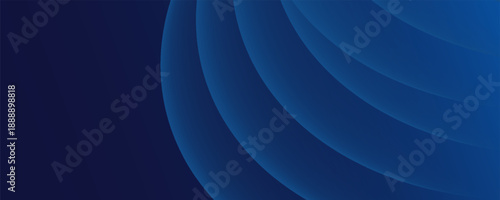 Abstract blue glowing geometric lines on dark blue background. Modern shiny blue circle lines pattern