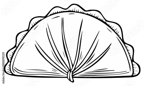 Illustration of a Folded Fabric Fan, Graphic Design