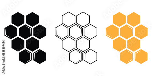 Honeycombs icon. Natural honeycomb icons collection. Beeswax hive icons. vector isolated on white background.