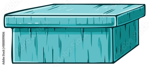 Stylized turquoise ice block with a lid and textured sides