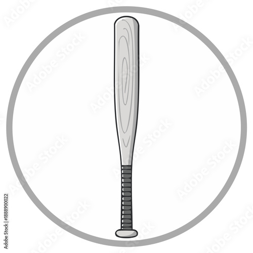 Baseball Bat Icon Vector Illustration in Circle Frame
