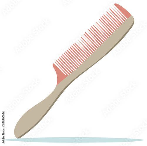 Modern design pink teeth and beige handle comb for daily haircare routine and personal grooming
