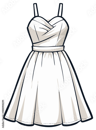 Elegant sleeveless white cocktail dress with a flared skirt and delicate straps