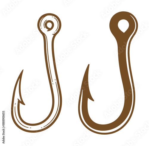 Two Fishing Hooks on White Background angling tackle