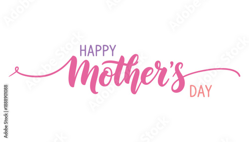 Happy mother's day greeting card with pink and purple text
