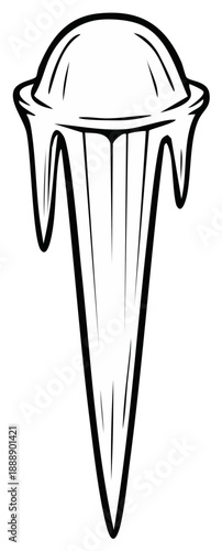 Outline Illustration of a Jellyfish with Flowing Tentacles and Round Dome in a Minimalist Style with Linear Designs