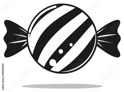 Wrapped candy with black and white stripes, classic confectionery treat