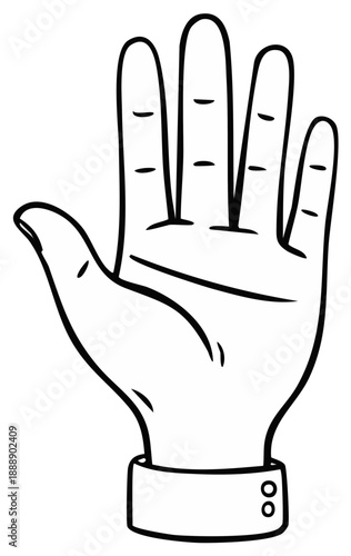 Open Hand with Five Fingers and Cuff Illustration