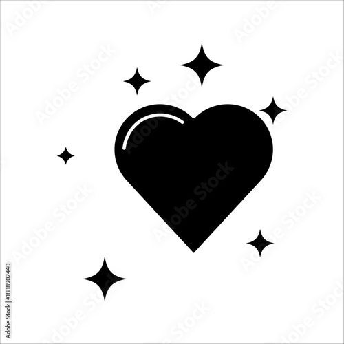 Shiny heart-shaped light effect with glittering sparks on a dark transparent background. Ideal for Valentine's, love themes, or festive projects.