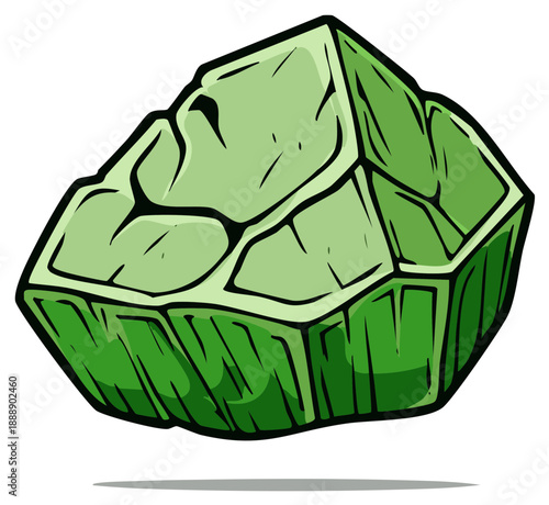 Stylized Green Gemstone Crystal Vector Illustration Fantasy Game Asset Icon