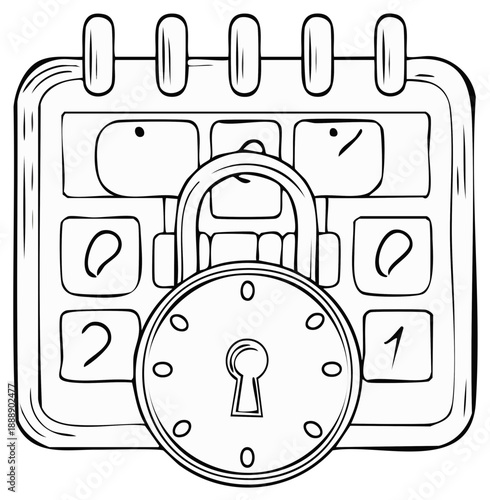 Secured Calendar with Padlock Symbolizing Protected Dates and Appointments