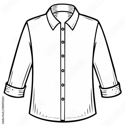 Classic Long Sleeve Button Down Shirt Illustration Simple Minimalist Line Art Design