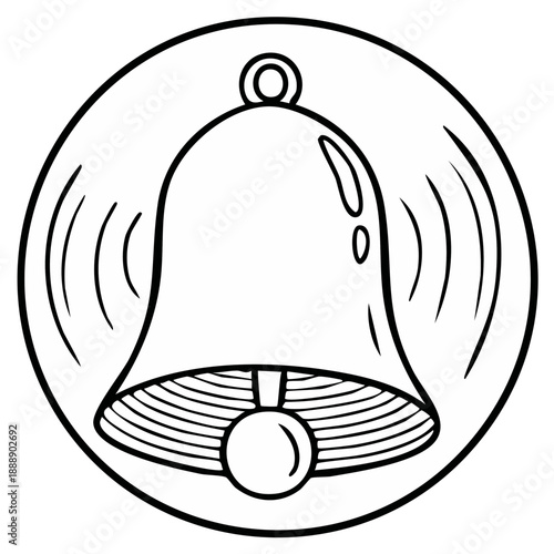 Bell ringing icon inside a circle, vector illustration