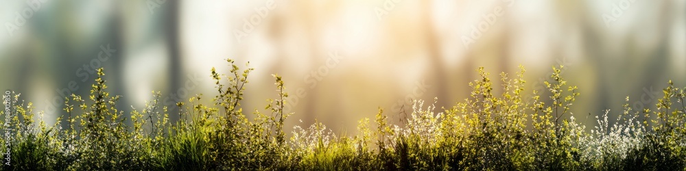 Fototapeta premium Blurred background of tall grass in sunlight during summer 