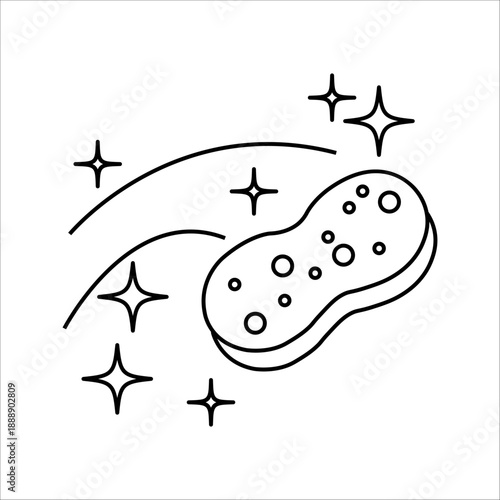 Cleaning sponge icon line. Isolated symbol on cleaning topic with washing sponge, cleanser and soap meaning cleaning sponge icon vector illustration.