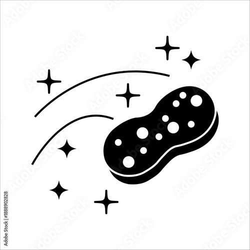 Cleaning sponge linear icon. Kitchen sponge. Thin line illustration on white background. Surface wiping, disinfection.