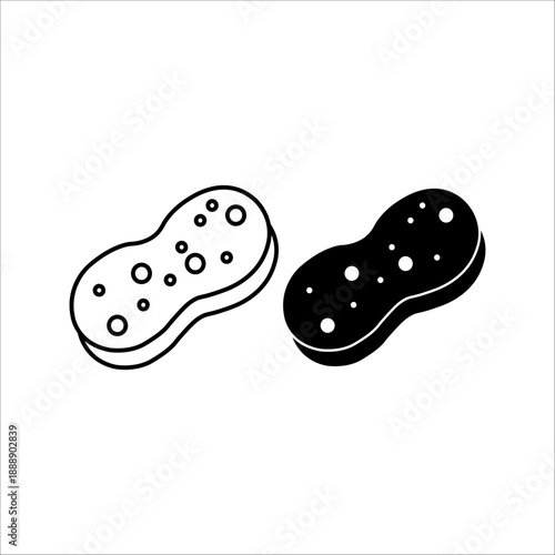 Cleaning sponge icon flat line symbol set.