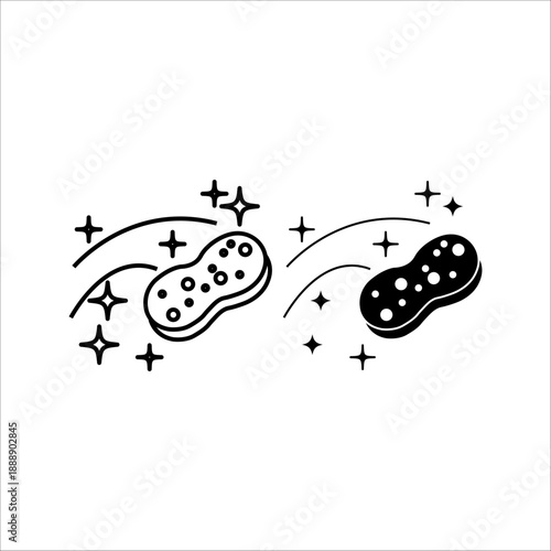 Cleaning sponge icon flat line symbol set.