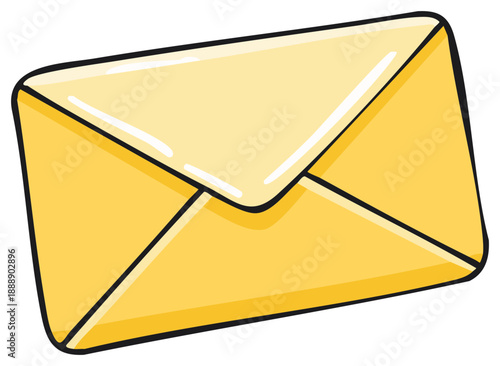 Isolated Yellow Cartoon Envelope Illustration for Greetings and Invitations