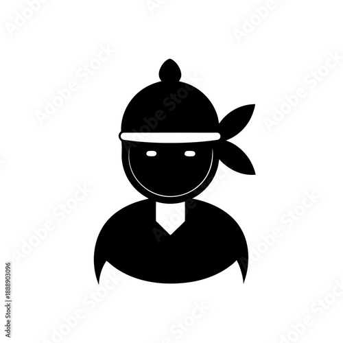 Ninja warrior black silhouette icon isolated on white background vector illustration