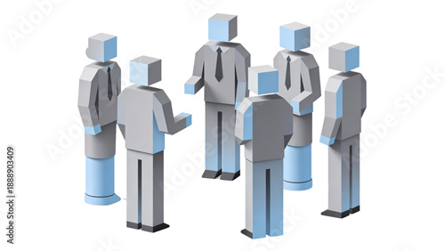 A 3d render illustration of a diverse business team group standing together with a red leader businessman person symbolizing leadership and teamwork success in an abstract crowd community concept