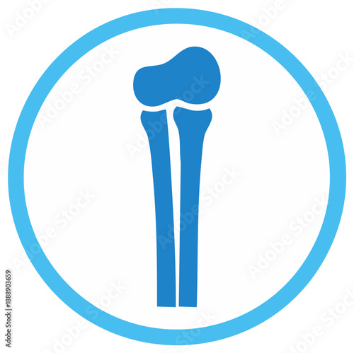 Blue Human Radius and Ulna Bones Icon Inside Circle Health Concept