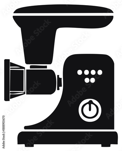 Meat Grinder Machine Black Silhouette for Kitchen Home Appliance Vector Design Icon