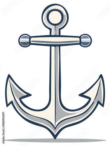 Classic nautical anchor illustration with a hand drawn style. Marine symbol for sailing and boating themes