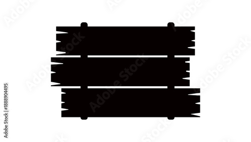 plank signage, black isolated silhouette