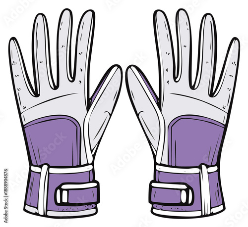 Pair of Protective Gloves Purple and White Illustration Protective Handwear