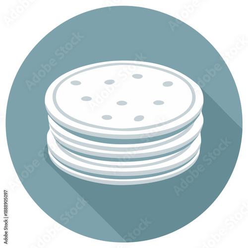 Stack of Round Tortillas Flat Vector Illustration on Circle Backdrop, Traditional Mexican Food