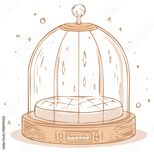 Cartoon Food Preservation Dome Illustration with Decorative Element Protection