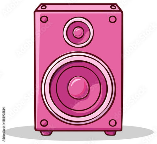 Vibrant pink cartoon speaker illustration for music and party concepts