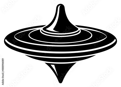 Black and white spinning top isolated on transparent background