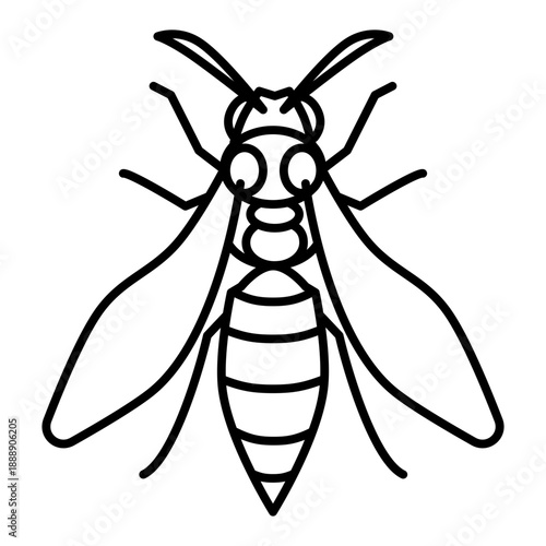 wasp line icon with editable stroke