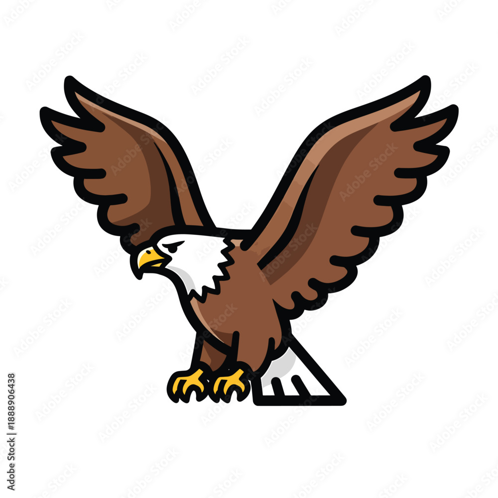 Obraz premium Cartoon Eagle with Outstretched Wings